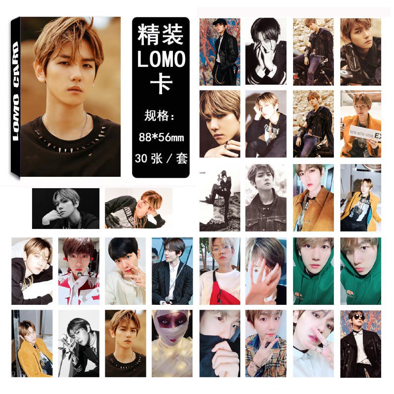 Lomo exo lomo thành viên exo phong cách hàn quốc, cá tính bộ ảnh hộp 30 ảnh thẻ hình