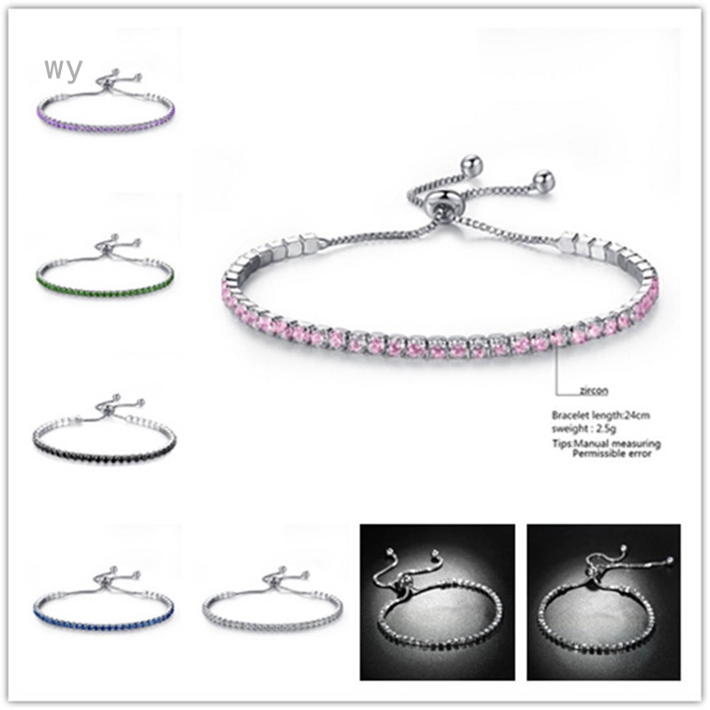 Vòng Tay Co Giãn Đính Đá Zircon Một Hàng Sáng Bóng