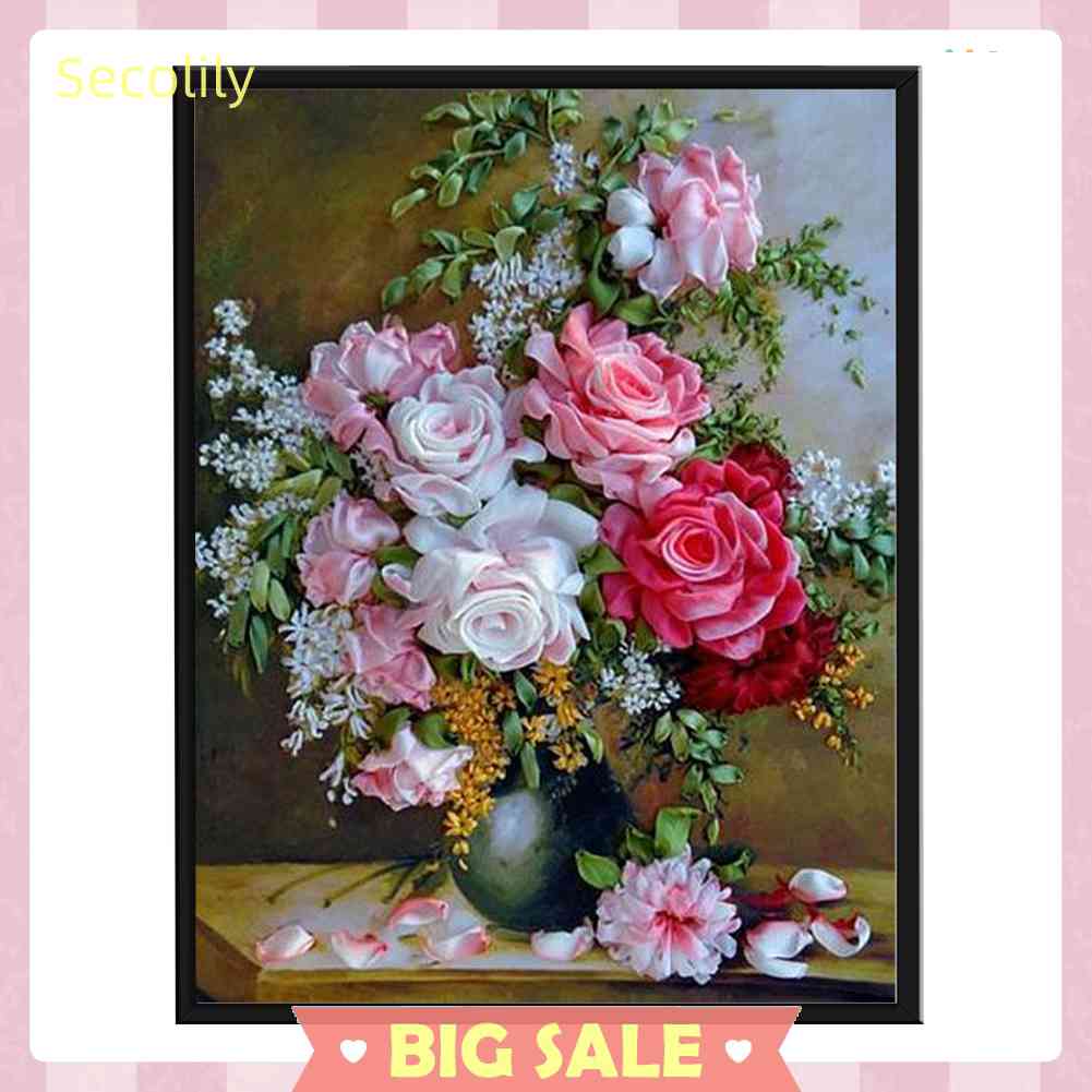 Bộ Tranh Thêu Chữ Thập 11CT DIY Hình Hoa Xinh Xắn Đẹp Mắt