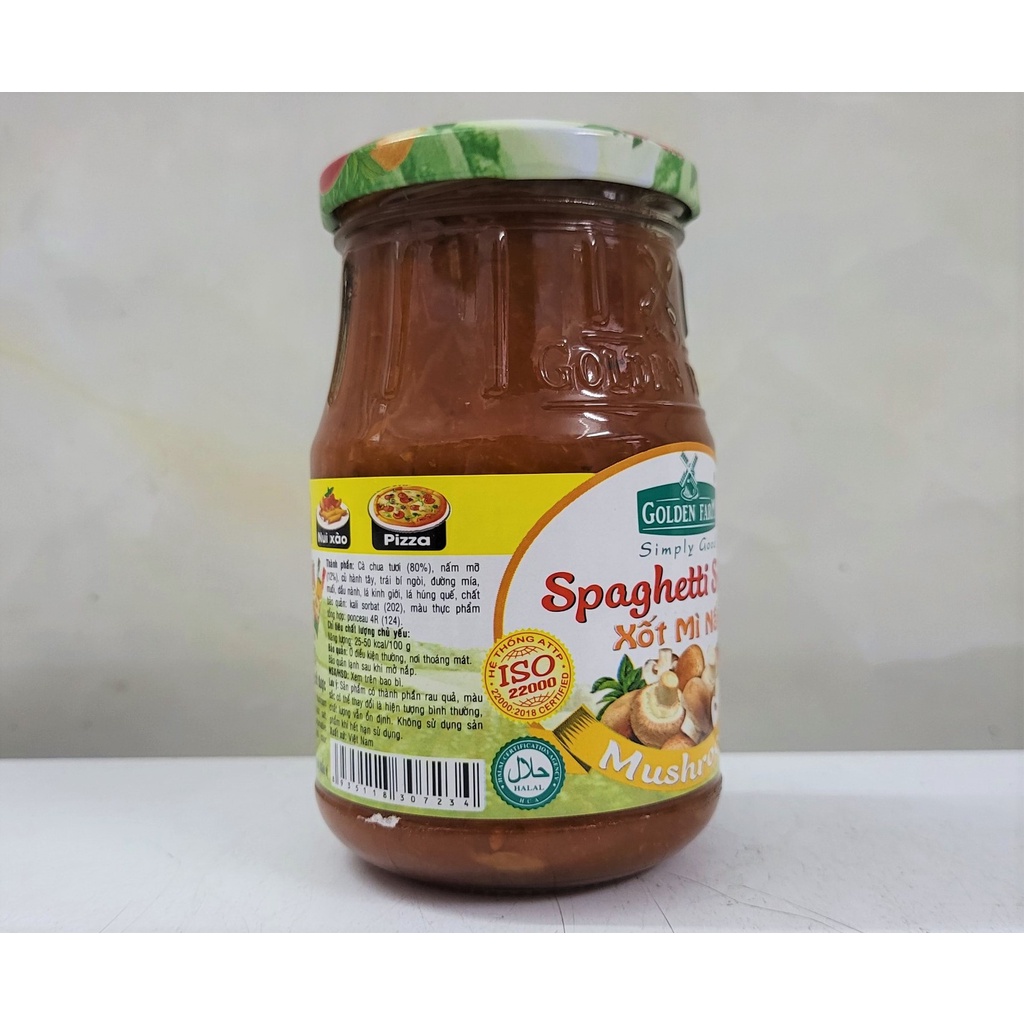[Lọ 370g – NẤM ] XỐT MÌ NẤM [VN] GOLDEN FARM Mushroom Spaghetti Sauce (halal)