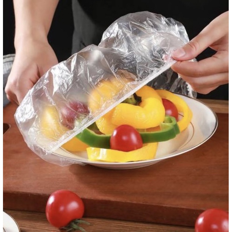 Combo 100 Màng Bọc Thực Phẩm Có Chun Co Giãn Tái Sử Dụng Được Kèm Bao Bì Túi Gấu
