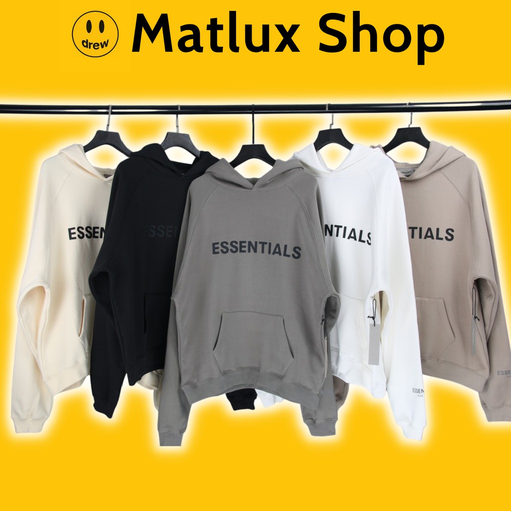 Áo hoodie Fear Of God FOG Essentials SS20 cao cấp, Áo khoác nỉ form rộng Essentials in chữ silicon