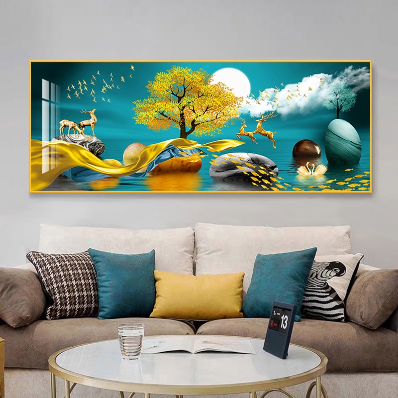 Tranh tráng Gương treo phòng khách. Phong cách hiện đại, Độc đáo. Kích thước 50x120 Cm. Xưởng in 3T