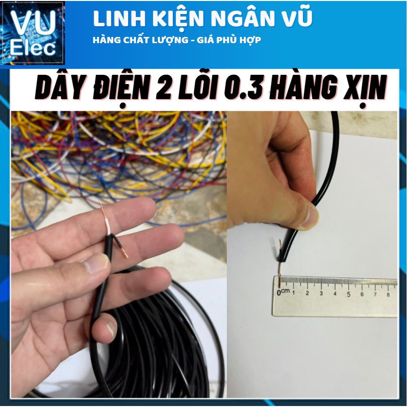 Dây điện đen tròn 0.3M 2 lõi 0.3MM Chất liệu dây Đồng 100% dây điện loại tốt