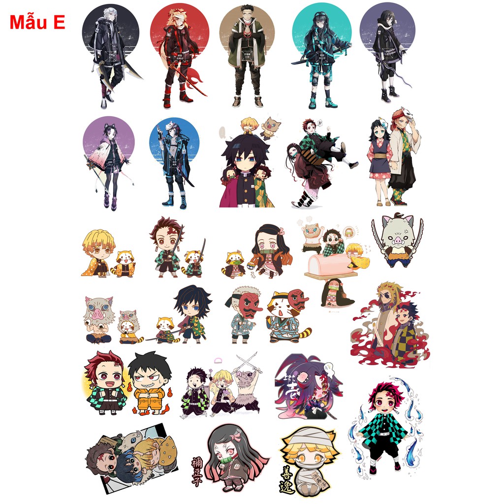 Sticker / Hình dán anime Kimetsu no yaiba (các nhân vật Trụ cột và tân Binh)