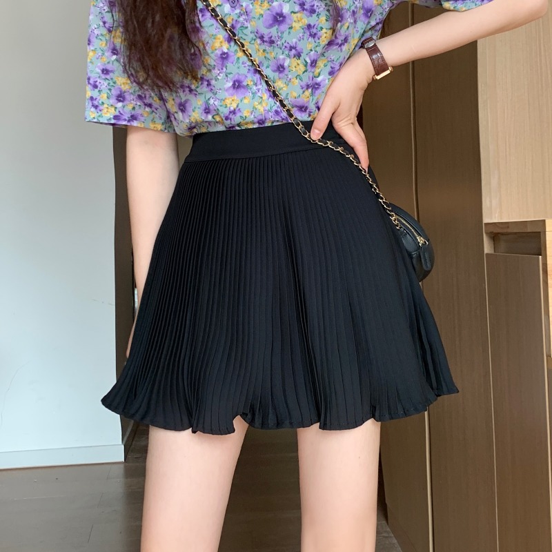 Chân Váy Chữ A Lưng Cao Màu Trơn Phong Cách Preppy 2021