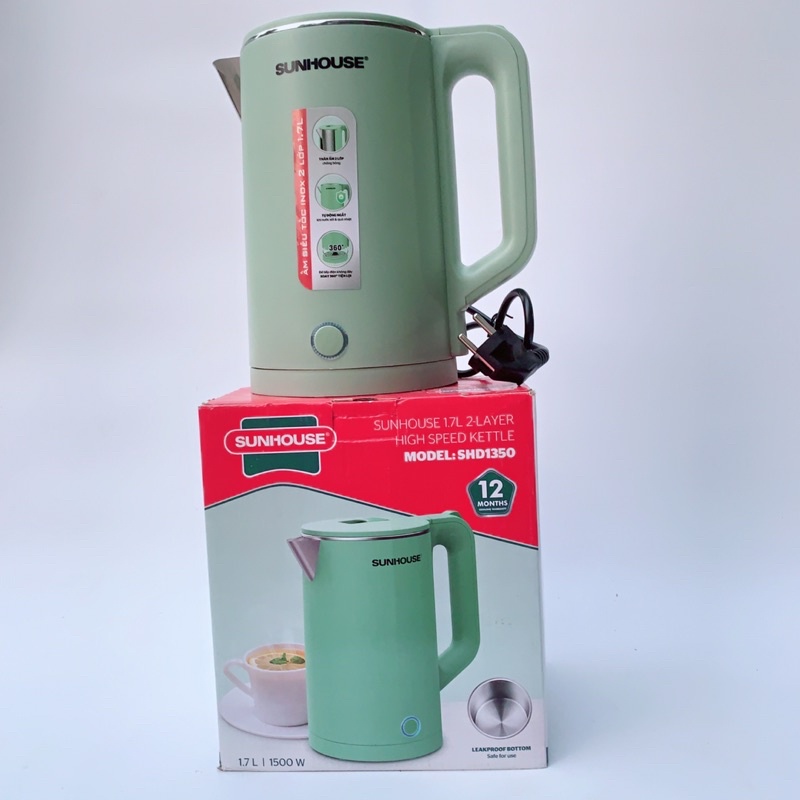 Ấm siêu tốc SUNHOUSE Inox 2 lớp 1.7L SHD1350