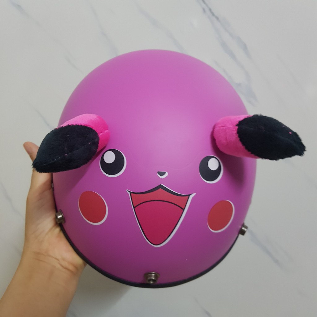 Mũ Bảo Hiểm Nửa Đầu 1/2 Pikachu Có Tai Kèm Nhựa ABS Cao Cấp