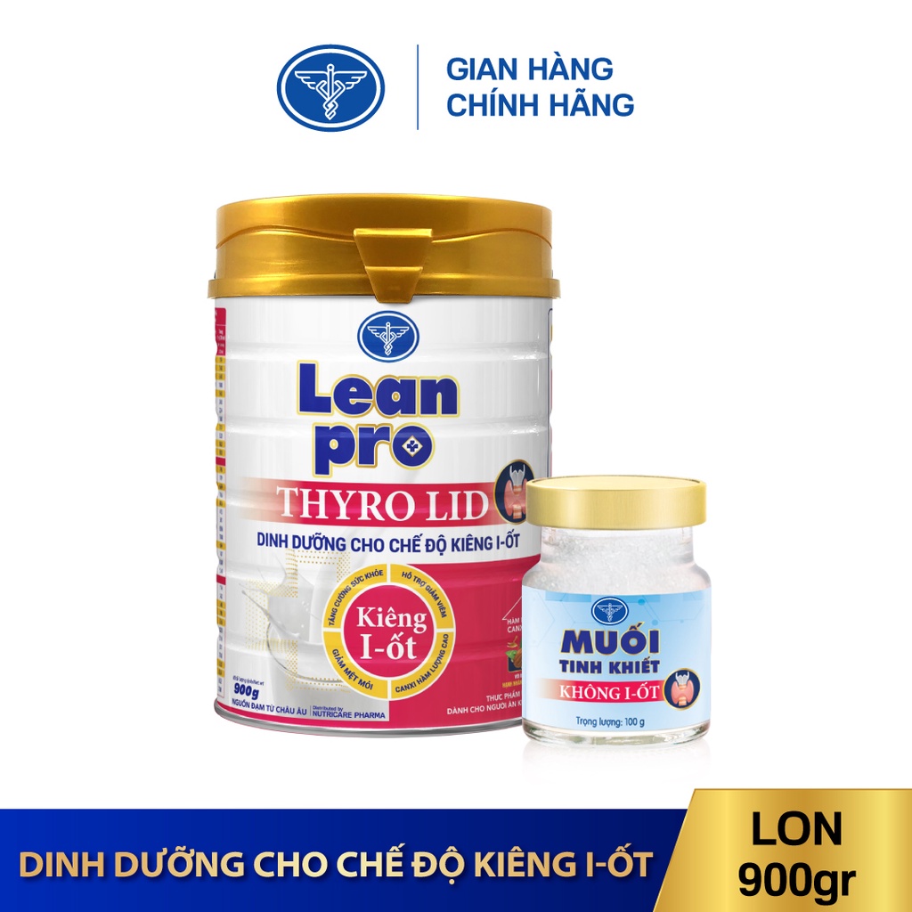 Bộ đôi muối không I-ốt và sữa Leanpro Thyro LID 900g - Dinh dưỡng cho chế độ kiêng I-ốt trong điều trị tuyến giáp