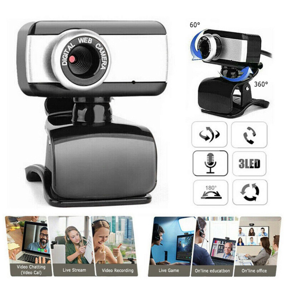 (Bảo hành 06 tháng) Webcam Kẹp mini có mic dùng cho máy tính có tích hợp mic và đèn Led trợ sáng - Webcam để bàn V7