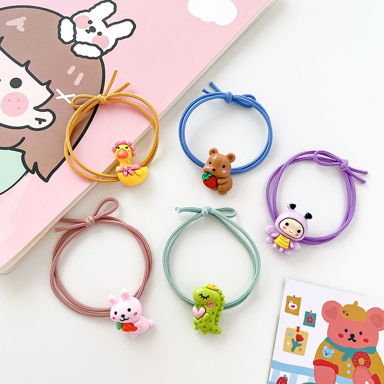 [Mã FAMARAL1 giảm 10K đơn 50K]Dây buộc tóc hình gấu/ khủng long/ dâu tây/ đám mây đáng yêu