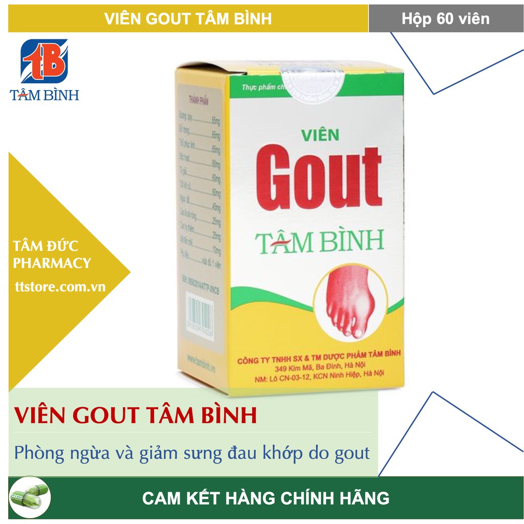 Viên Gout Tâm Bình [Hộp 60 viên] - Gút, acid uric