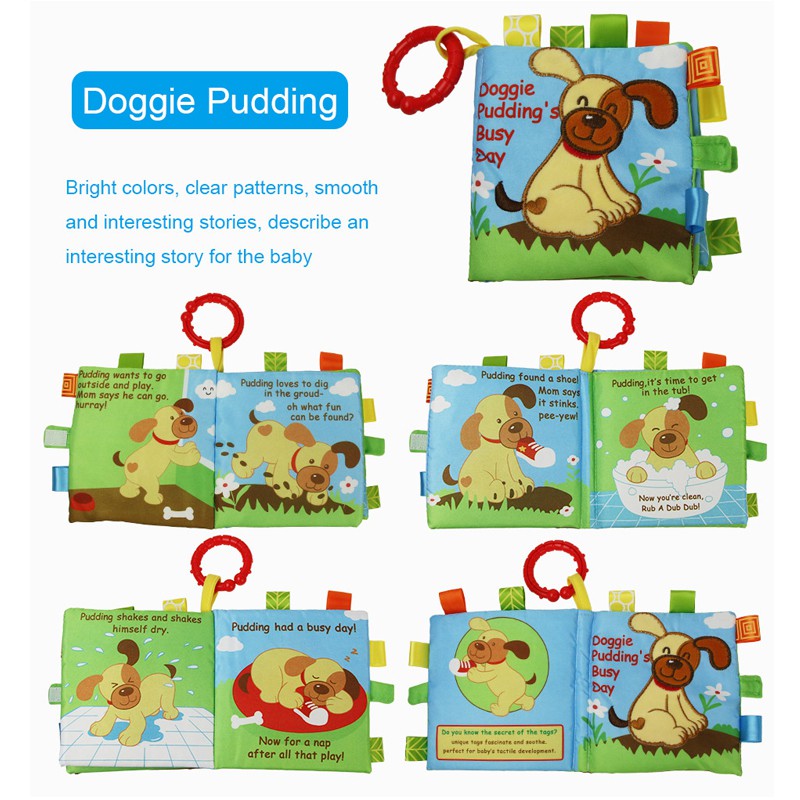 Coolplay animal cloth book bell rings baby touch book đồ chơi giáo dục câu chuyện tiếng anh