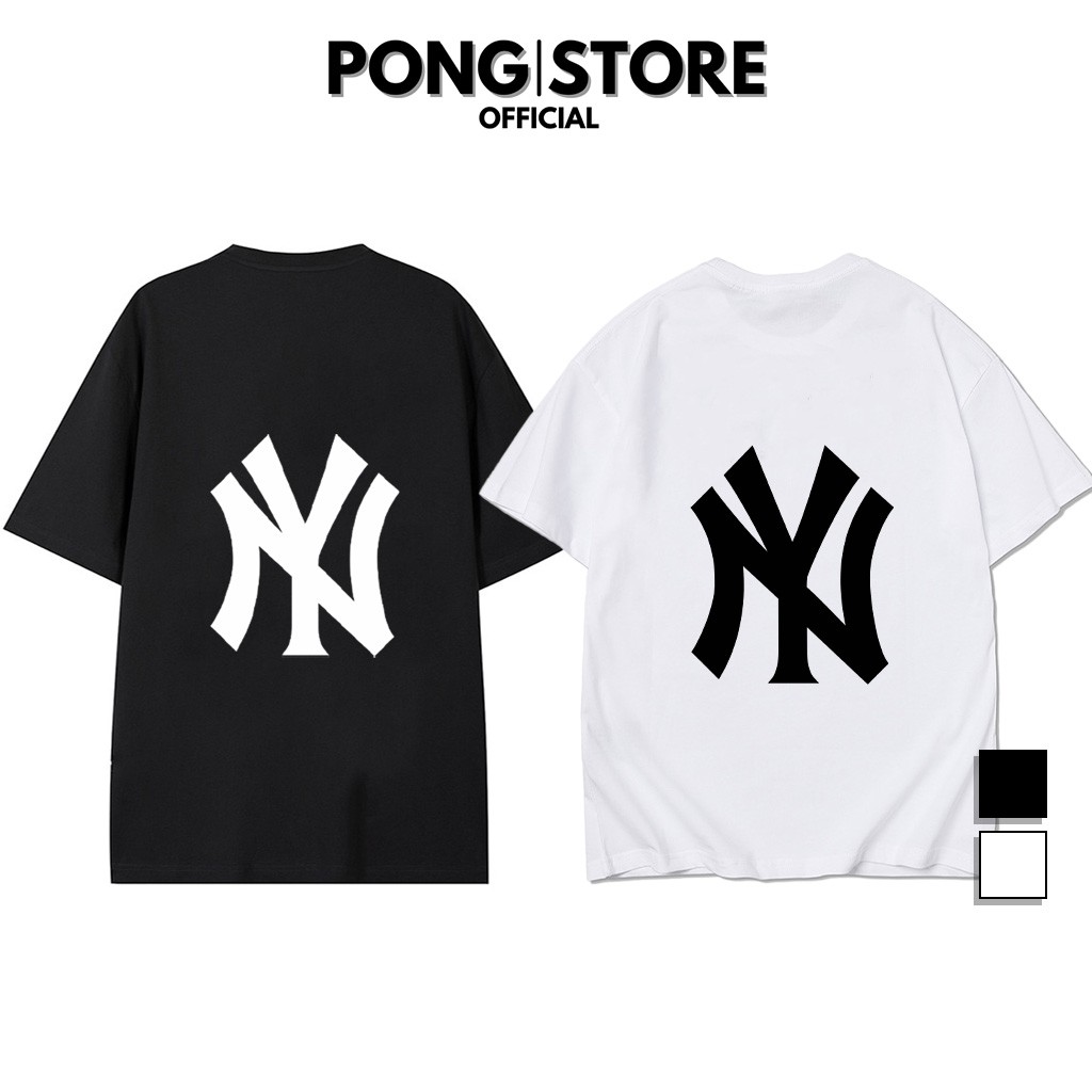 Áo thun unisex N.Y PONGSTORE áo thun tay lỡ form rộng nam nữ chất thun co giãn thoáng mát, có 2 màu trắng đen