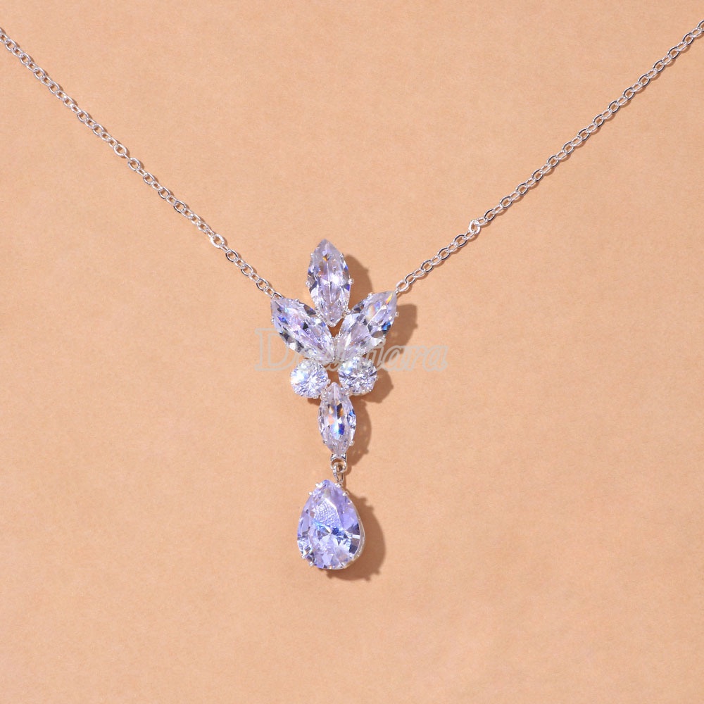 Bộ Vòng cổ Và Đôi Khuyên Tai Đính Đá Zircon Sang Trọng Cho Cô Dâu