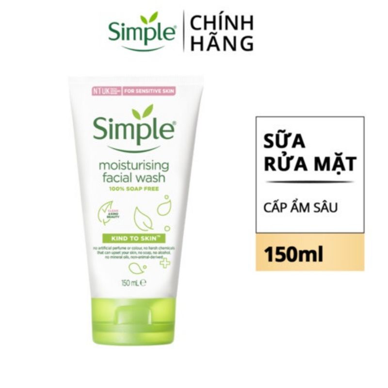 SỮA RỬA MẶT SIMPLE NGỪA MỤN, CẤP ẨM VÀ SẠCH THOÁNG 150ml