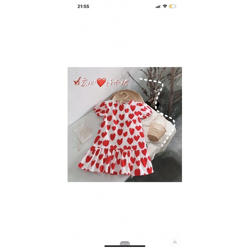 Váy bé gái, váy hình trái tim cho bé gái 10-20kg mát đẹp