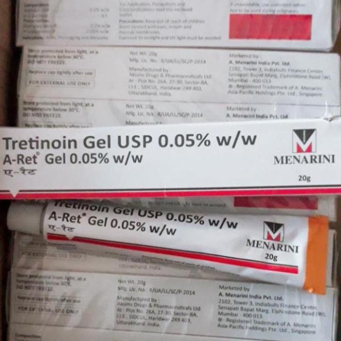 Tretinoin Aret Gel Usp 0.025% 0.05% 0.1% Gel Giảm mụn trẻ hóa da - Tretinoin Ấn Độ