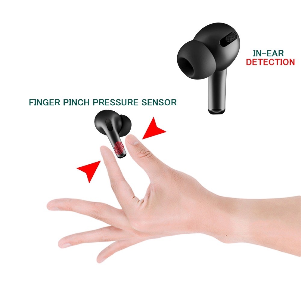 Tai nghe bletooth Blackpods Pro, Mầu đen nhám huyền bí, Có chống ồn,đổi tên, Định vị, Sạc không dây.