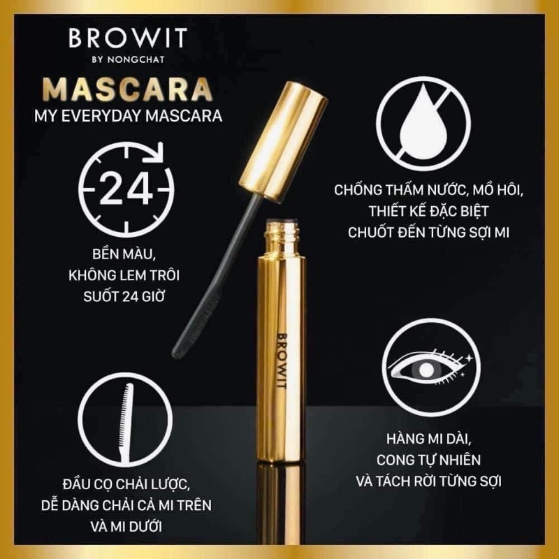 Mascara Browit By Nongchat My Everyday Mascara dài tơi mi không thấm nước không trôi chính hãng