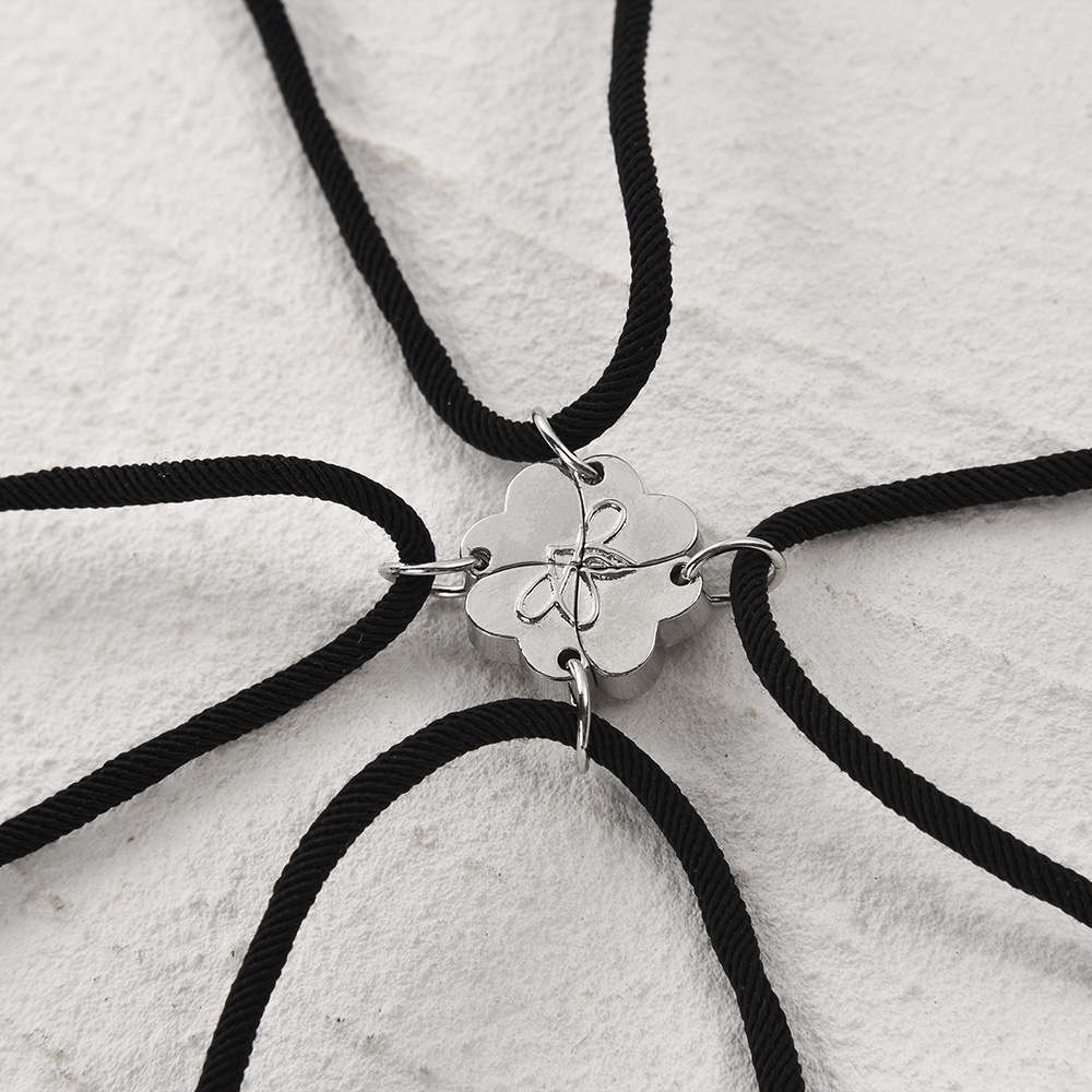 Set 4 Vòng Tay Dây Bện Từ Tính Hình Cỏ Ba Lá / Trái Tim Cho Cặp Đôi Nam Nữ