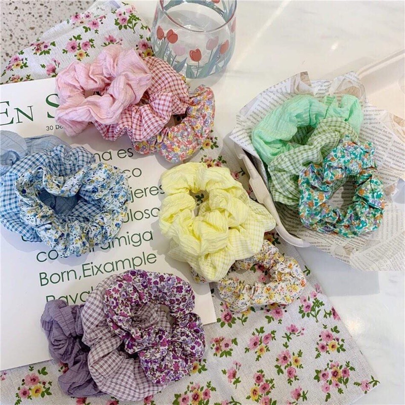 Chun cột tóc Scrunchies patel mầu sắc