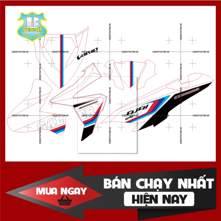 ( Quí khách vui lòng mang ra tiệm cho thợ dán ) Tem Click 2017 BMW trắng