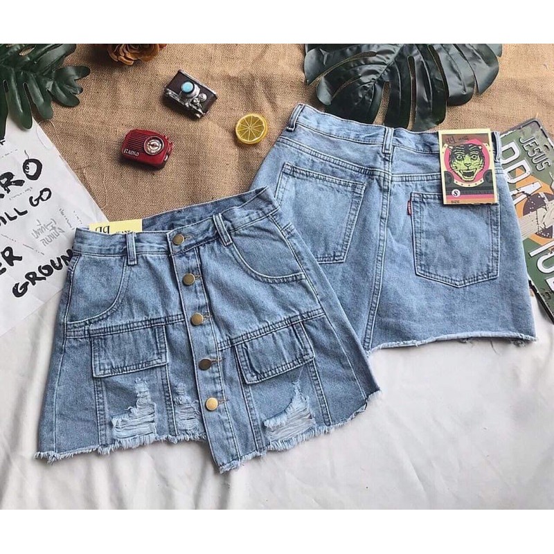 CHÂN VÁY JEANS LỆCH TÀ SIÊU HOT | BigBuy360 - bigbuy360.vn