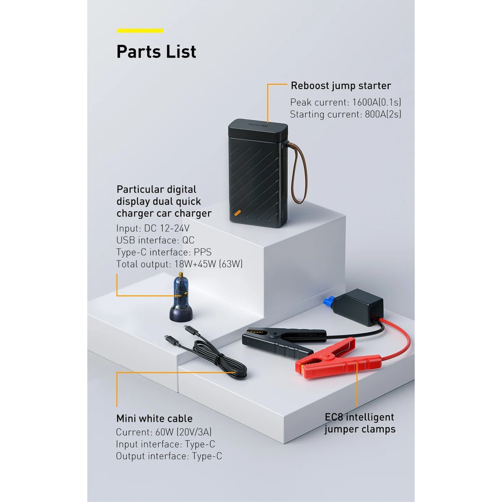 Bộ kích nguồn ô tô Baseus BS-CN02 Reboost Jump Starter với nguồn điện lưu trữ di động 220V / 100W