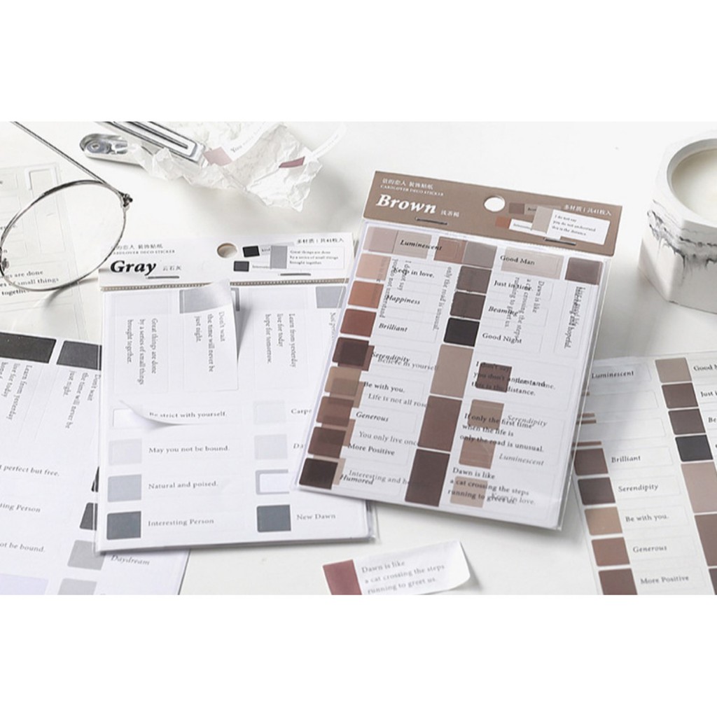 Bộ 3 tấm sticker Cardlover Color mood hình dán trang trí sổ tay | BSB241