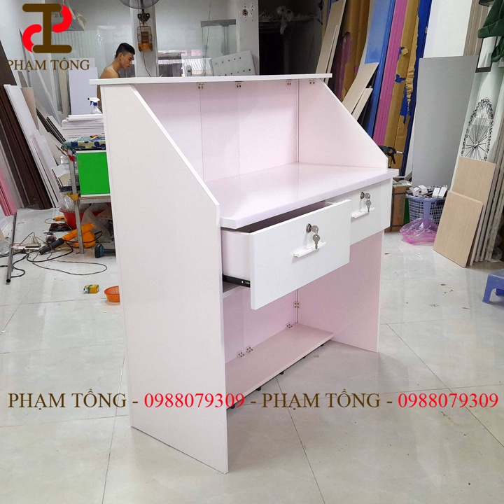 Quầy thu ngân mini màu trắng dành cho shop nhỏ _ hàng cao cấp