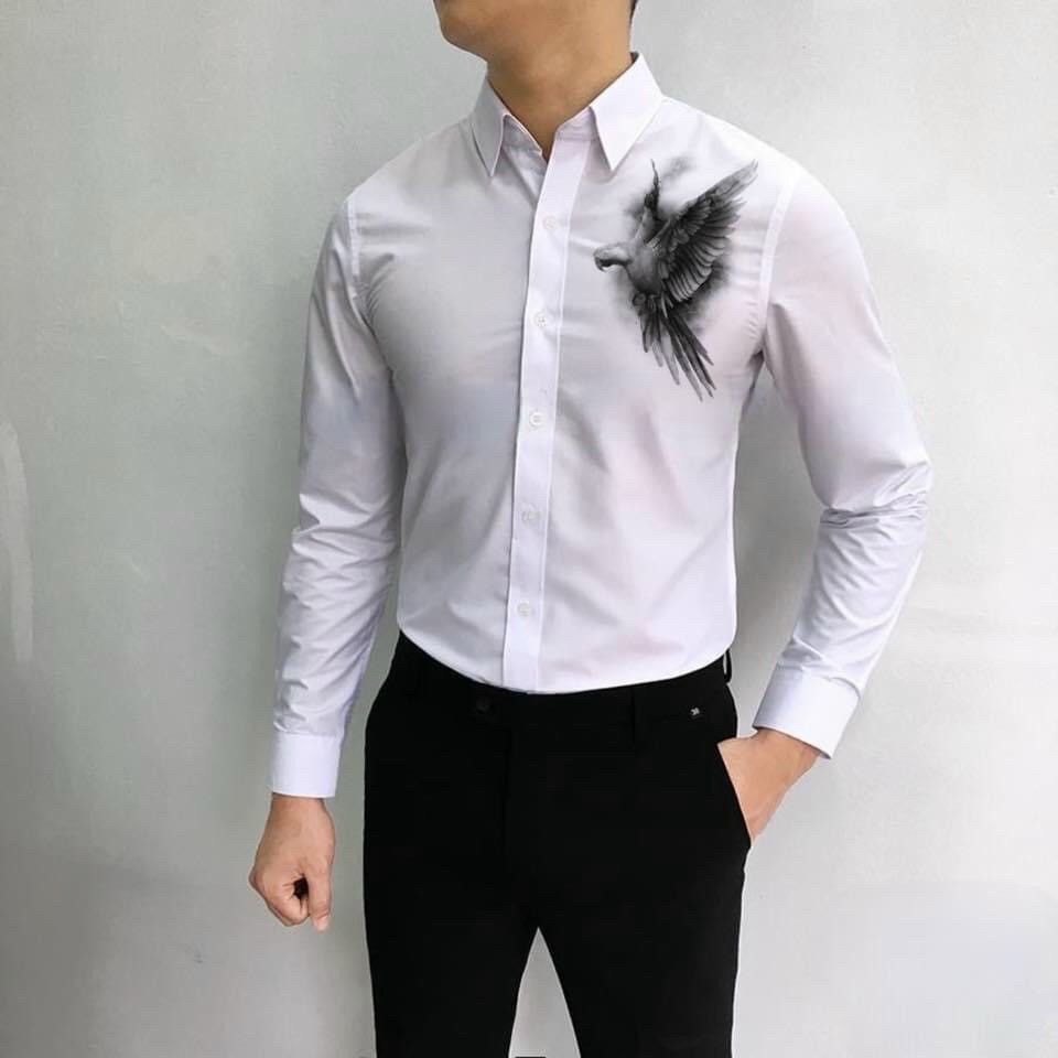 💜 DeremonStyle - Áo sơ mi Nam tay dài form trắng trơn in Logo nhiều mẫu siêu đẹp, form chuẩn Men - Hot New 2021