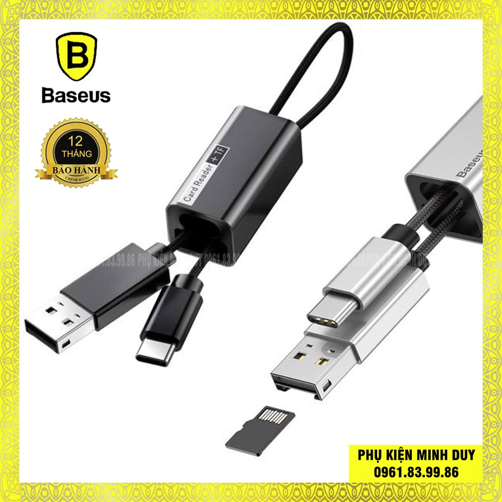 Cáp sạc nhanh Type-C tích hợp đầu đọc thẻ nhớ Baseus Pendant Card Reader (2A, 16cm, 2in1 TF Card Reader OTG USB Type-C)