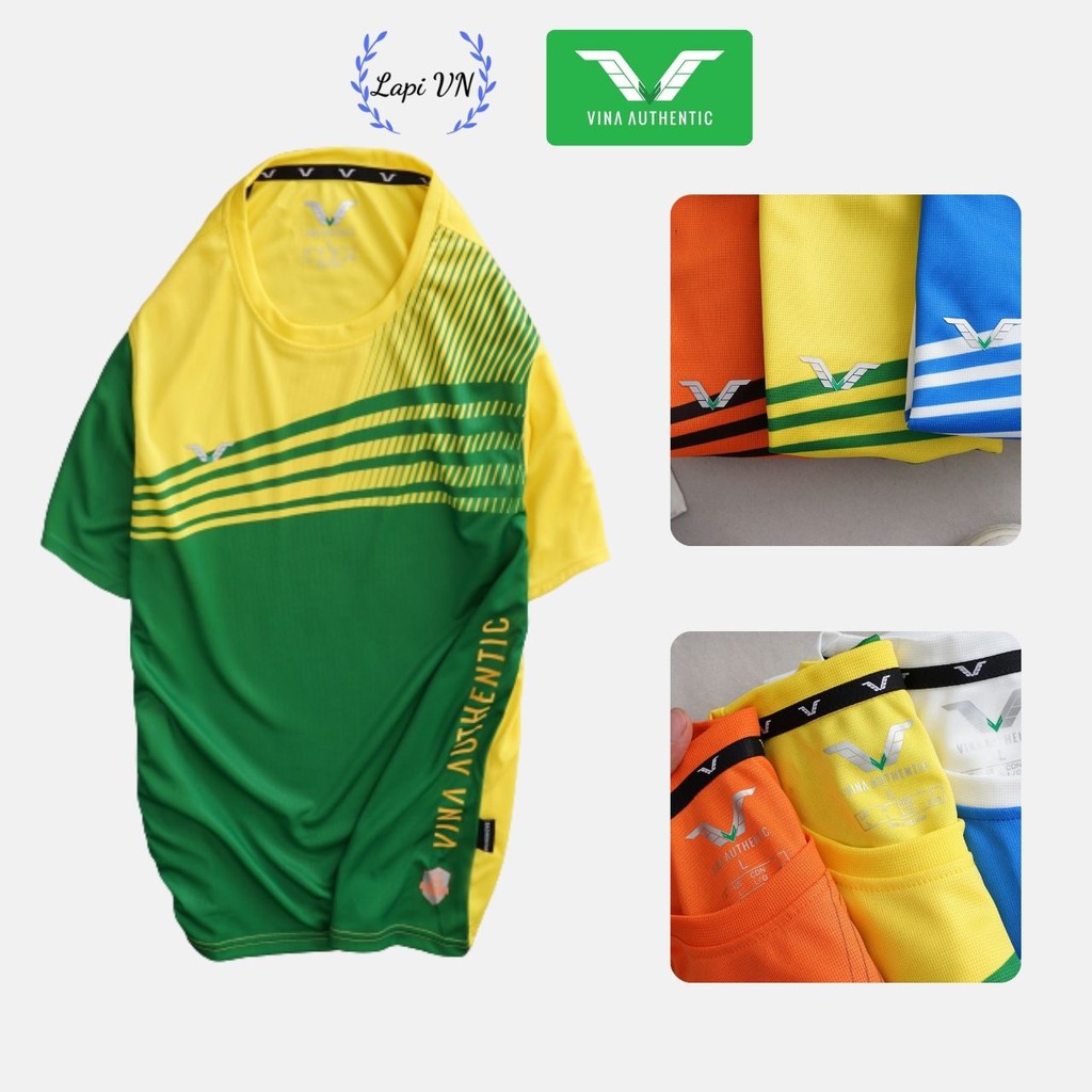 Áo Cầu Lông Nam Cổ Tròn AVT07 Vina Sport, Áo Tập Gym Tennis , Chất Thun Thấm Hút Mồ Hôi, Thoáng Mát, Full Size- Lapi VN