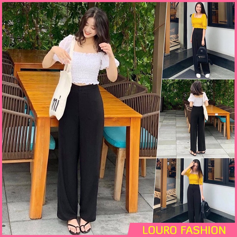 Set đồ bộ️🏆FREESHIP️🏆 áo trễ vai, quần ống suông cực đẹp, lên dáng chuẩn, nữ tính - L018
