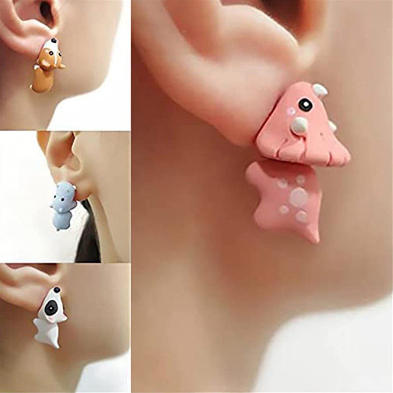 Set 2 Khuyên Tai Hình Khủng Long Dễ Thương Độc Đáo
