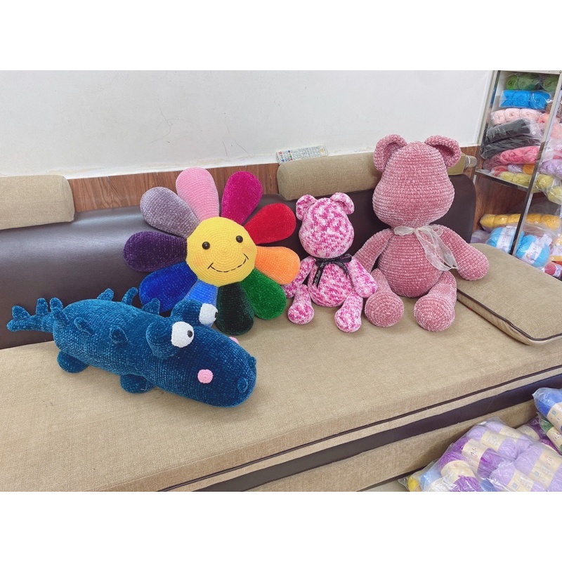 Set len móc gối hoa 60cm