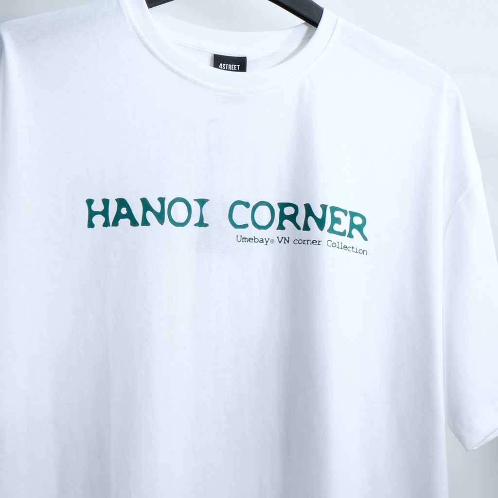 Áo thun tay lỡ nam nữ unisex Hanoi Corner, phông form rộng oversize 100% Cotton đen trắng Umebay