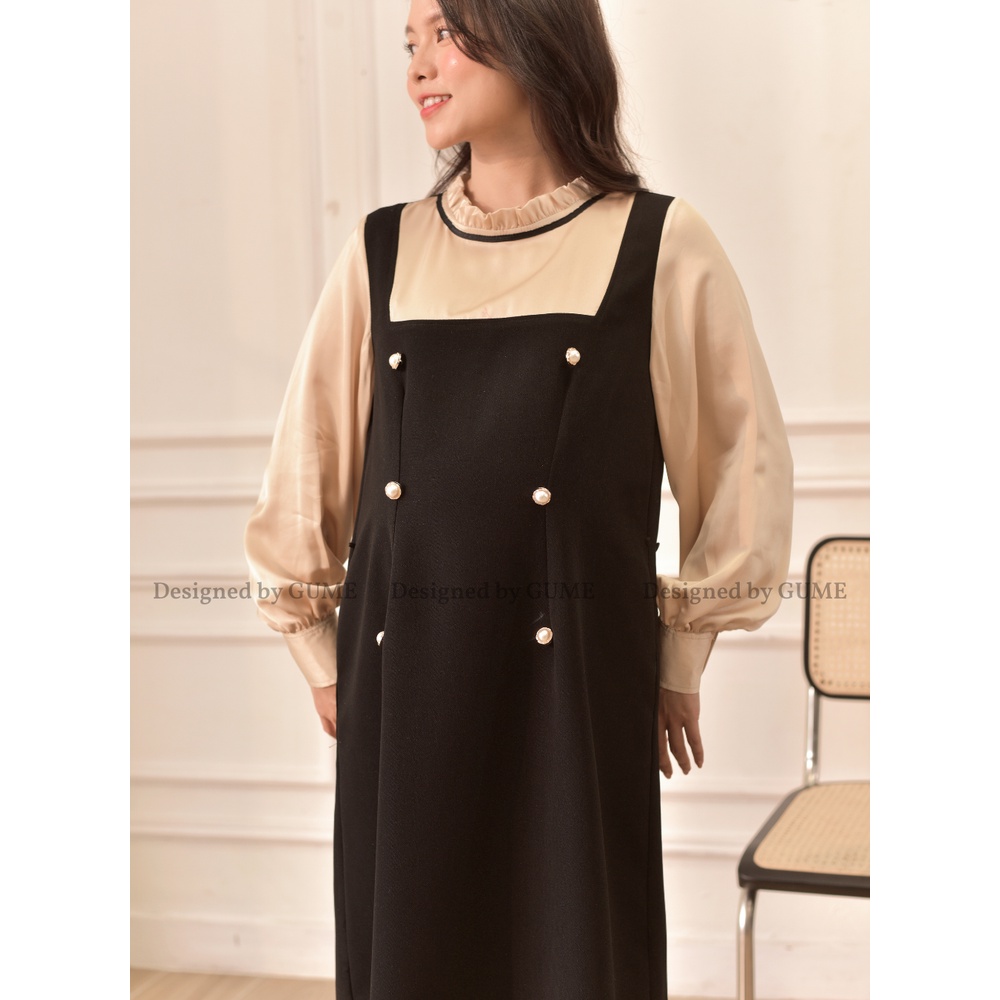 Váy Bầu Thu Đông - Đầm Bầu GUME GIẢ YẾM TUYẾT MƯA PHỐI ÁO NÂU - GM008