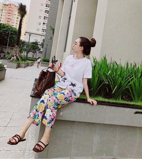 Set quần hoa áo thun zara