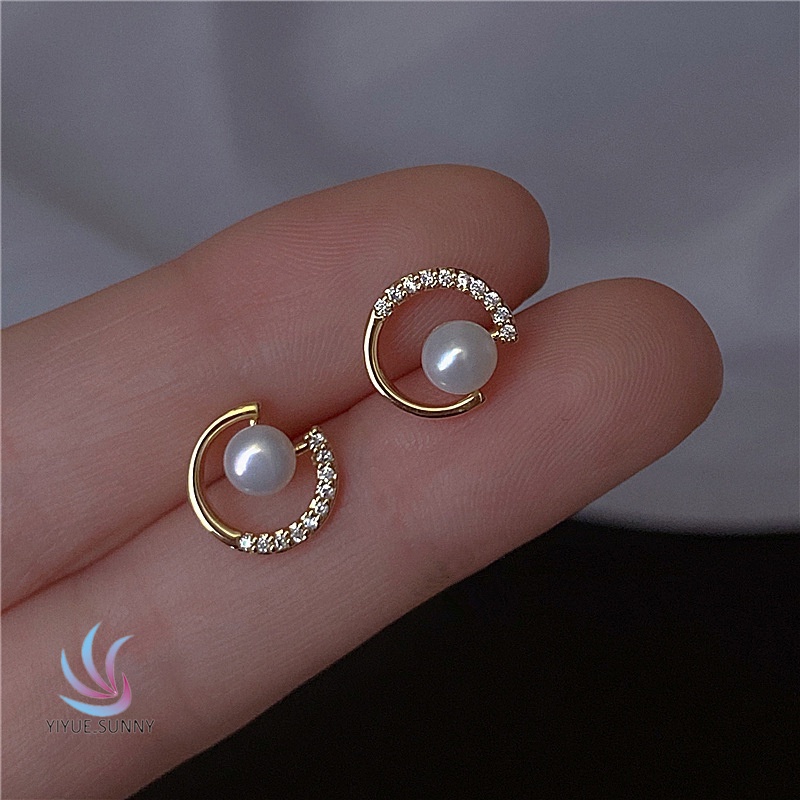 Đôi Bông Tai Mạ Bạc 925 Họa Tiết Chấm Bi Nhỏ Xinh Xắn Cho Nữ