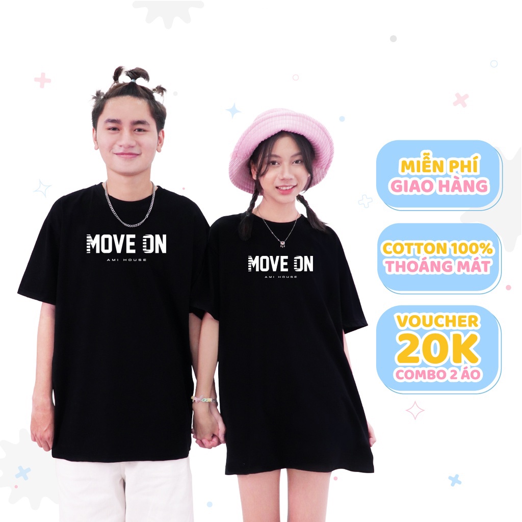 Áo thun tay lỡ Amihouse phông form rộng move on