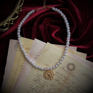 Vòng cổ ngọc trai nhân tạo choker dây chuyền nữ mặt trái tim thánh giá gothic