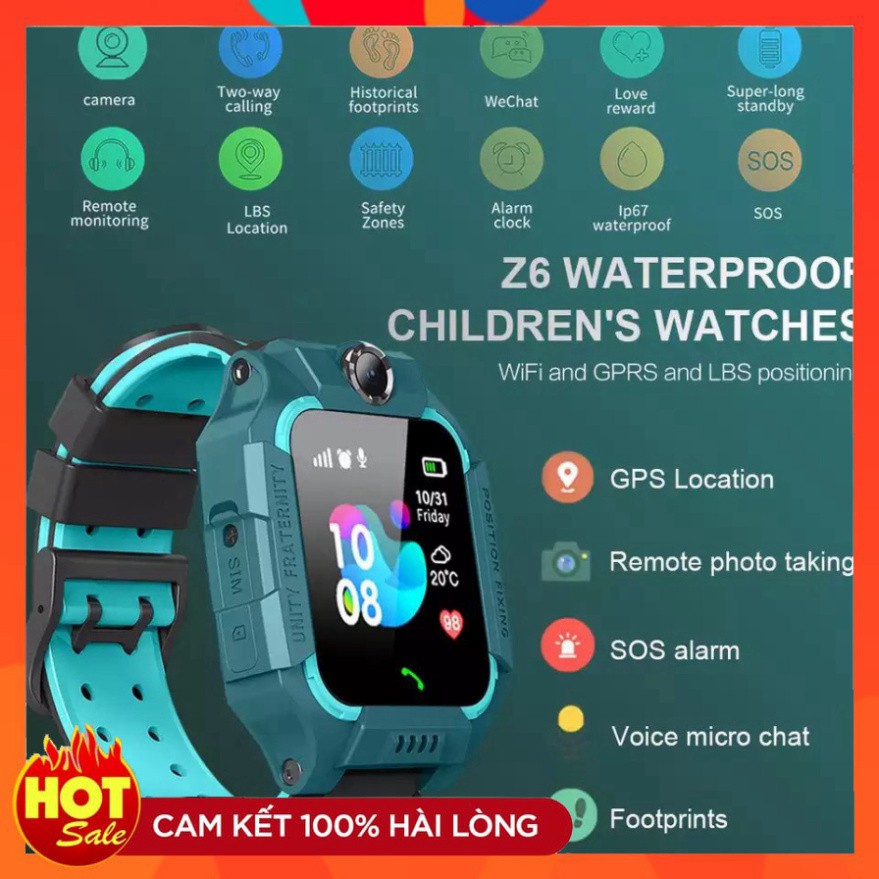 Đồng hồ thông minh trẻ em z006 định vị Có thể lắp sim nghe gọi 2 chiều Chống nước tích hợp 3g