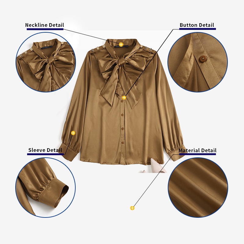 Áo kiểu Zanzea tay dài cổ thắt nơ thời trang cho nữ