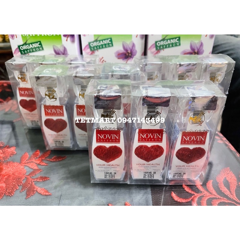 Hộp 1gram Nhuỵ hoa nghệ tây hữu cơ Organic Saffron NOVIN thương hiệu nổi tiếng, hàng chính hãng từ Iran 100%, ảnh thật