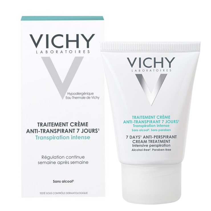 Kem khử mùi dưới cánh tay Vichy 7 Days Anti-perspirant Cream Treatment Intensive Perspiration 30ml khô thoáng chuyên sâu