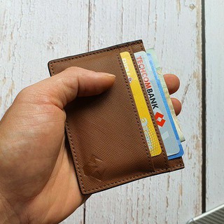 [Da thật] Ví Card holder da bò thật - Nâu đất CH105