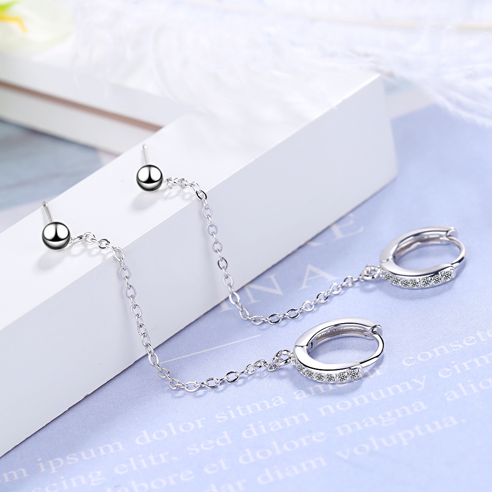 Khuyên Tai Bông Tai Nữ Dáng Dây Tròn Đeo Vành Tai Xỏ 2 Lỗ C26