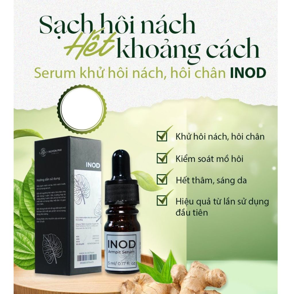 Serum Hôi Nách INOD Huyền Phi 5ml Khử Sạch Mọi Mùi hôi nách, hôi chân, hết thâm sáng da hiệu quả